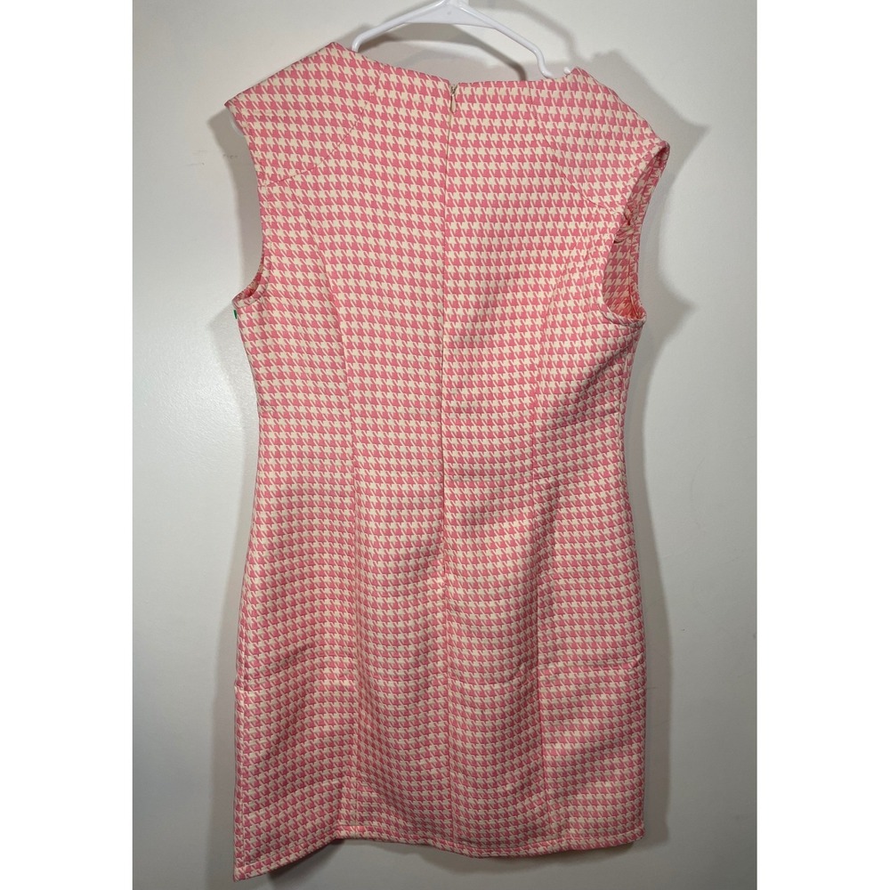 Lucy Paris Pink Houndstooth Sleeveless Shift Dress‎ Womens Large Preppy Retro - Picture 2 of 5